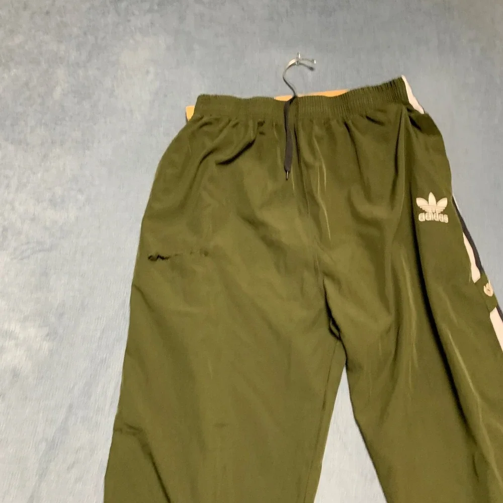 Adidas Track Pants Mens XL Green 3 Stripes Performance Gym Drawstring Waist